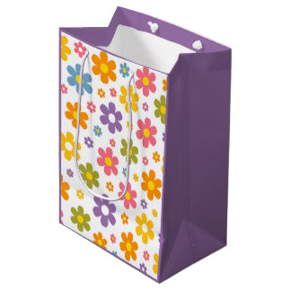 Groovy Flower Power (Lila) Mittlere Geschenktüte