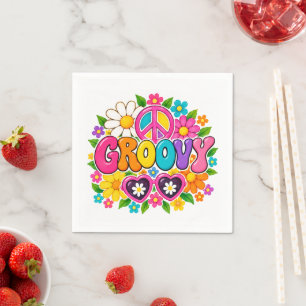 Groovy Flower Power Mädchen-Geburtstagsfeier Serviette