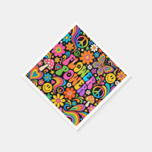 Groovy Flower Power Retro Zuhause Serviette