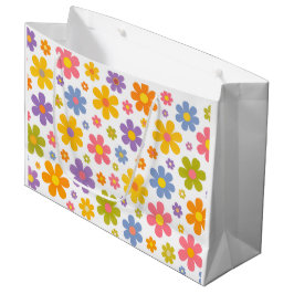 Groovy Flower Power (Weiß) Große Geschenktüte