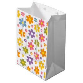 Groovy Flower Power (Weiß) Mittlere Geschenktüte