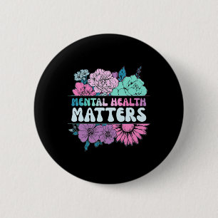 Groovy Flower Retro Psychische Gesundheitsprobleme Button