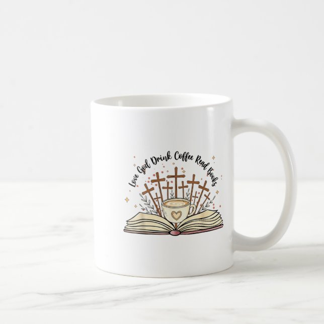 Groovy Flowers Love God Drink Coffee Read Books Ch Kaffeetasse (Rechts)