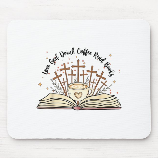 Groovy Flowers Love God Drink Coffee Read Books Ch Mousepad (Vorne)