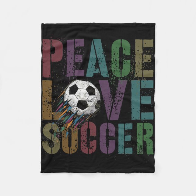 Groovy Frieden Liebe Fußball Tritt Ll Mädchen Mutt Fleecedecke (Vorderseite)
