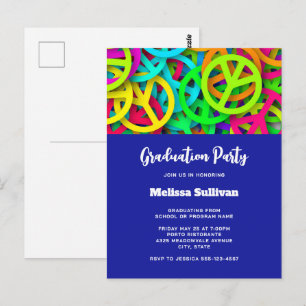 Groovy-Friedenszeichen-Regenbogen-Muster-Abschluss Postkarte