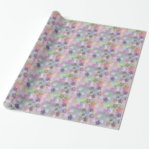 Groovy-Friedenszeichen und Blumen-Geschenkpapier Geschenkpapier