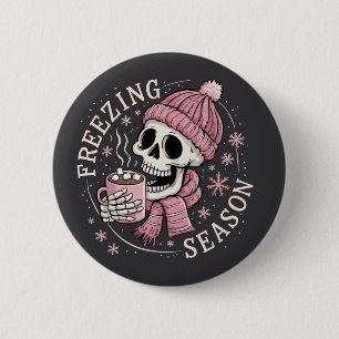 Groovy Frostige Jahreszeit Skelett Winterzeit Weih Button