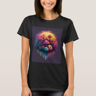 Groovy Fun Pilze Damen Schwarz T-Shirt