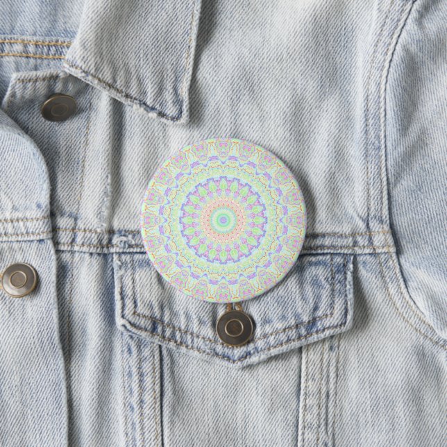 Groovy Funky Boho Hippie Rainbow Abstrakt Mandala Button (Beispiel)