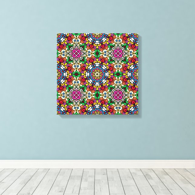 Groovy Funky Flower Power  Leinwanddruck (Insitu (Holzboden))