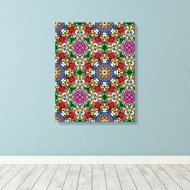 Groovy Funky Flower Power  Leinwanddruck (Insitu (Holzboden))