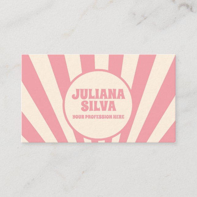 Groovy Funky Hippie 60er mit QR Business Card Visitenkarte (Vorderseite)