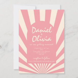 Groovy Funky Hippie 60er mit QR Foto Wedding Einladung