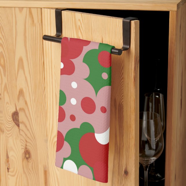Groovy Funky Mod Retro Weihnachtsmuster Geschirrtuch (Drittel gefaltet)