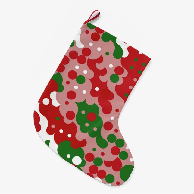 Groovy Funky Mod Retro Weihnachtsmuster Großer Weihnachtsstrumpf (Vorderansicht (hängend))
