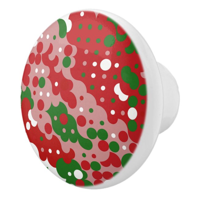 Groovy Funky Mod Retro Weihnachtsmuster Keramikknauf (Rechts)