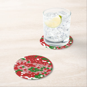 Groovy Funky Mod Retro Weihnachtsmuster Runder Pappuntersetzer