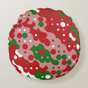 Groovy Funky Mod Retro Weihnachtsmuster Rundes Kissen