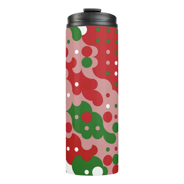 Groovy Funky Mod Retro Weihnachtsmuster Thermosbecher (Vorderseite)