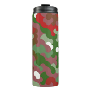 Groovy Funky Retro Boho Red and Green Christmas Thermosbecher