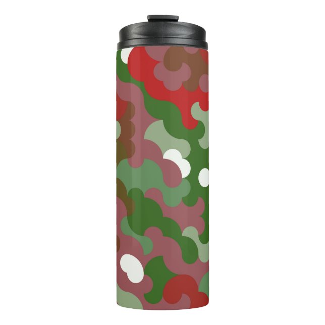 Groovy Funky Retro Boho Red and Green Christmas Thermosbecher (Vorderseite)