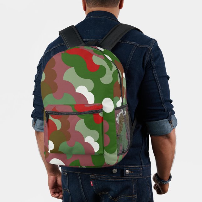 Groovy Funky Retro Boho Red und Green Christmas Bedruckter Rucksack (Insitu (Modell))