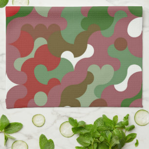 Groovy Funky Retro Boho Red und Green Christmas Geschirrtuch
