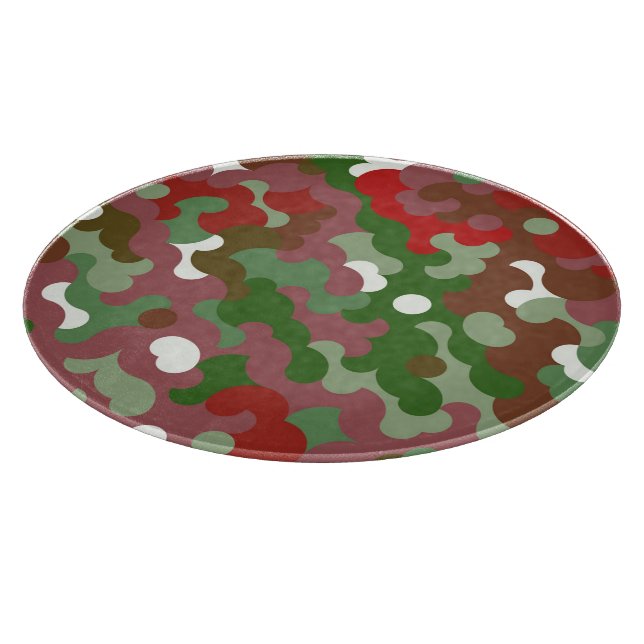 Groovy Funky Retro Boho Red und Green Christmas Schneidebrett (Ecke)
