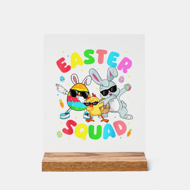 Groovy Funny Rabbit Egg Chick Easter Squad Day Men Acrylschild (Vorderseite)