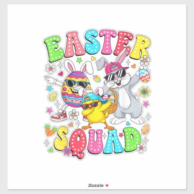 Groovy Funny Rabbit Egg Chick Easter Squad Day Men Aufkleber (Blatt)