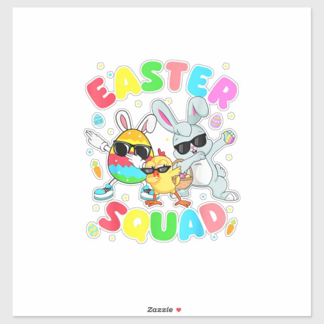 Groovy Funny Rabbit Egg Chick Easter Squad Day Men Aufkleber (Blatt)