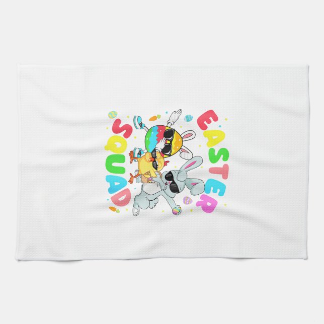 Groovy Funny Rabbit Egg Chick Easter Squad Day Men Geschirrtuch (Horizontal)