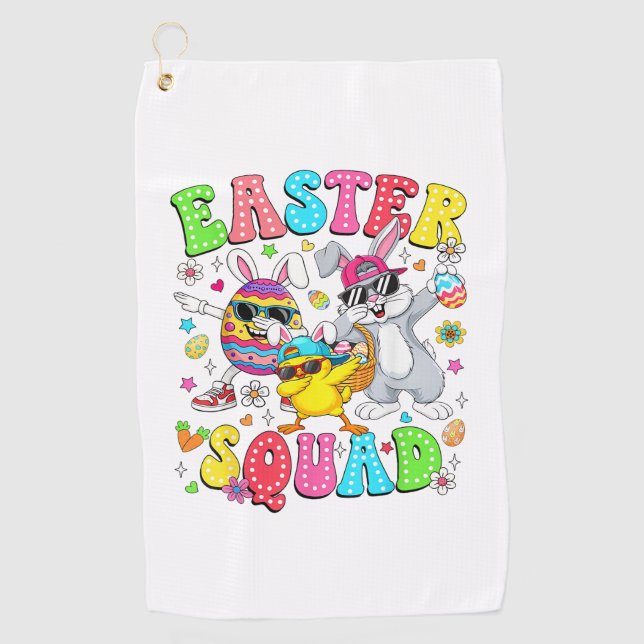 Groovy Funny Rabbit Egg Chick Easter Squad Day Men Golfhandtuch (Vorderseite)