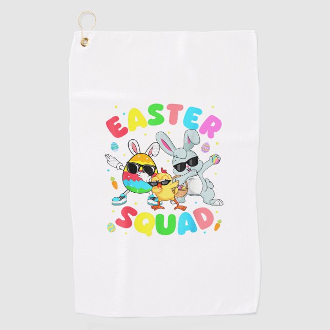 Groovy Funny Rabbit Egg Chick Easter Squad Day Men Golfhandtuch (Vorderseite)