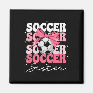 Groovy Fußball Schwester Coquette Bogen Fußball _2 Magnet
