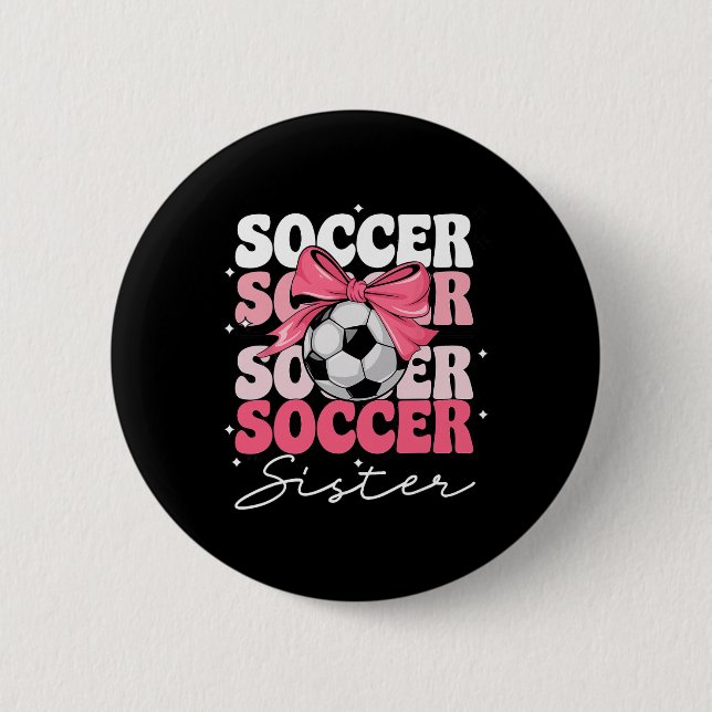 Groovy Fußball Schwester Coquette Schleife Fußball Button (Vorderseite)