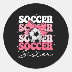 Groovy Fußball Schwester Kokette Schleife Fußball Runder Aufkleber