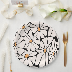 Groovy Gänseblümchen-Blume Boho Retro Pappteller