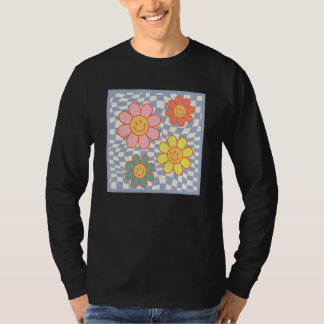 Groovy Gänseblümchen-Blumen-Glückliches-Gesicht-Hi T-Shirt