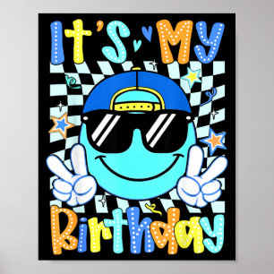 Groovy Geburtstagslächeln Gesicht Bday Männer Jung Poster