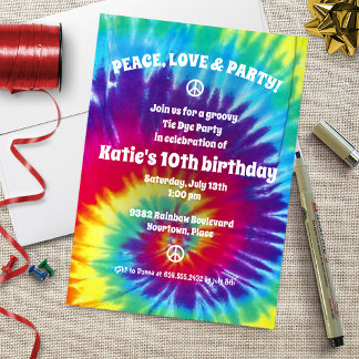 Groovy Gefärbte Krawatte Hippie Party Einladung
