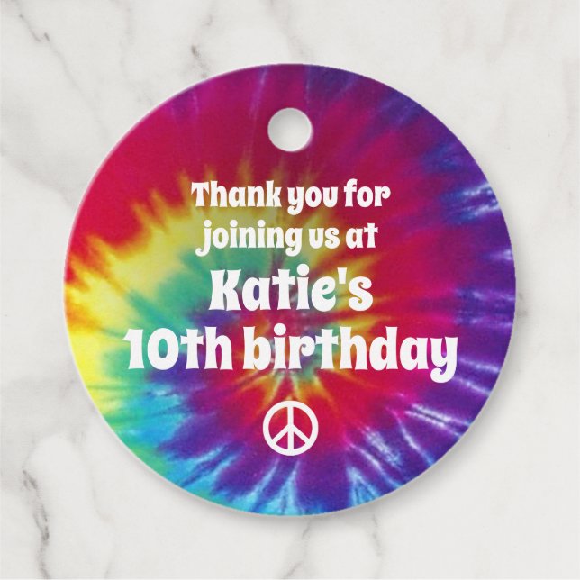 Groovy Gefärbte Krawatte Hippie Party Geschenkanhänger (Vorderseite)