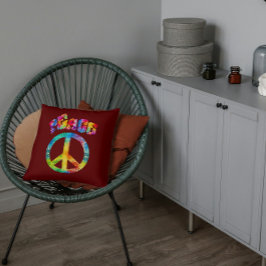 Groovy Gefärbte Krawatte Peace Sign Kissen