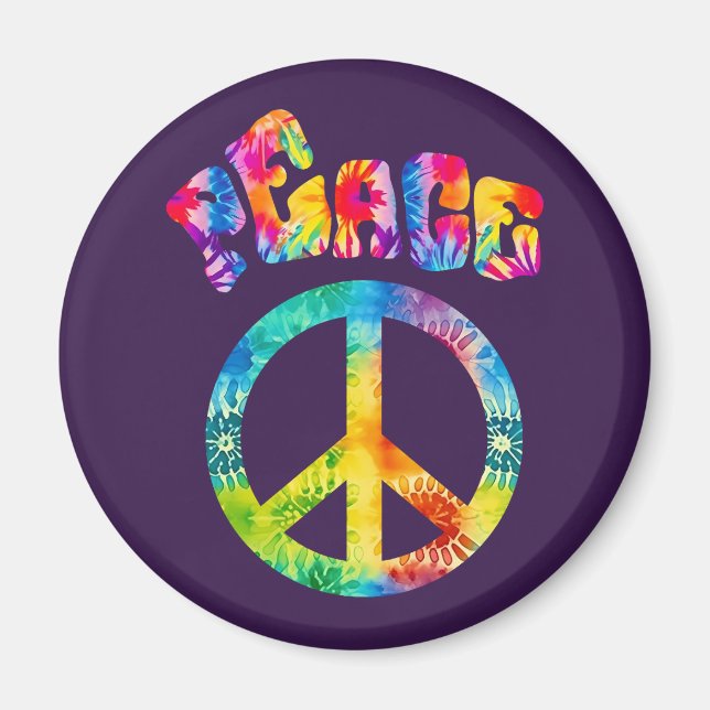 Groovy Gefärbte Krawatte Peace Sign Magnet (Vorne)