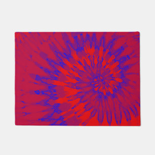 Groovy Gefärbte Krawatte Spiral Rot und Blau Fußmatte
