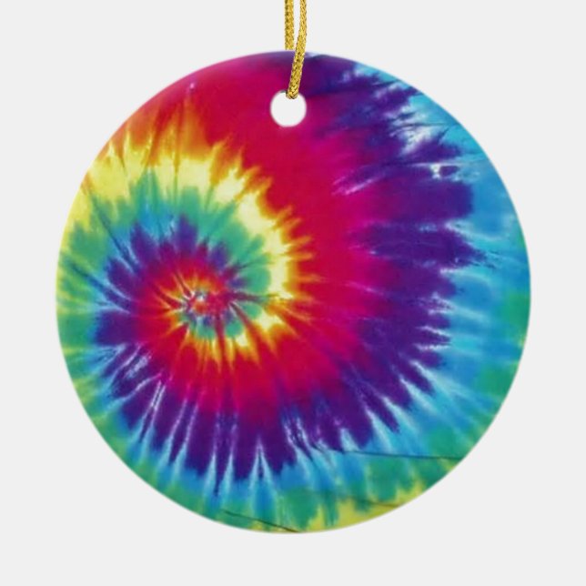 Groovy gefärbte Krawattehippie-Art Keramikornament (Vorne)