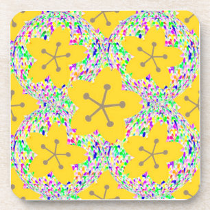 Groovy Gelbes Blumen Disco-Design Getränkeuntersetzer
