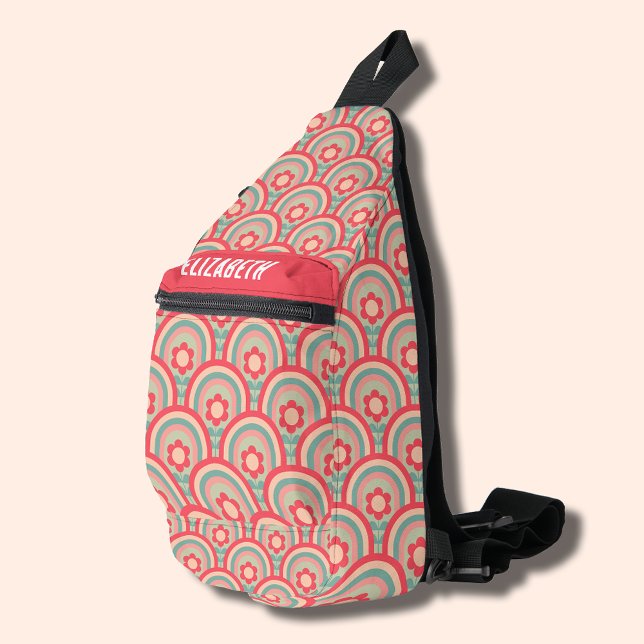 Groovy Geometric Floral Crossbody Bag (Groovy geometric floral sling bag)