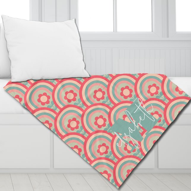 Groovy Geometric Floral Fleecedecke (Personalized or leave customization blank to remove monogram.)